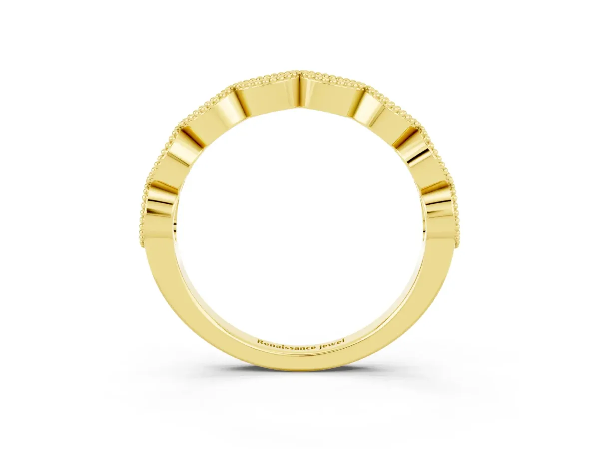 Milgrain Marquise Citrine Half Eternity Band with Bezel Setting Yellow gold