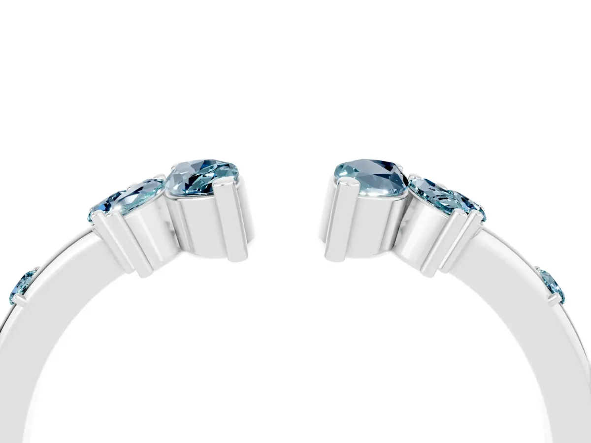 Open Marquise Cluster Aquamarine Band with Prong Setting Platinum