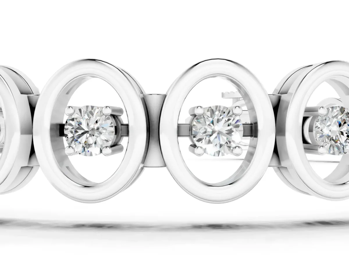 Oval Bezel Set Round Diamond Tennis Bracelet with Four-Prong Setting Silver