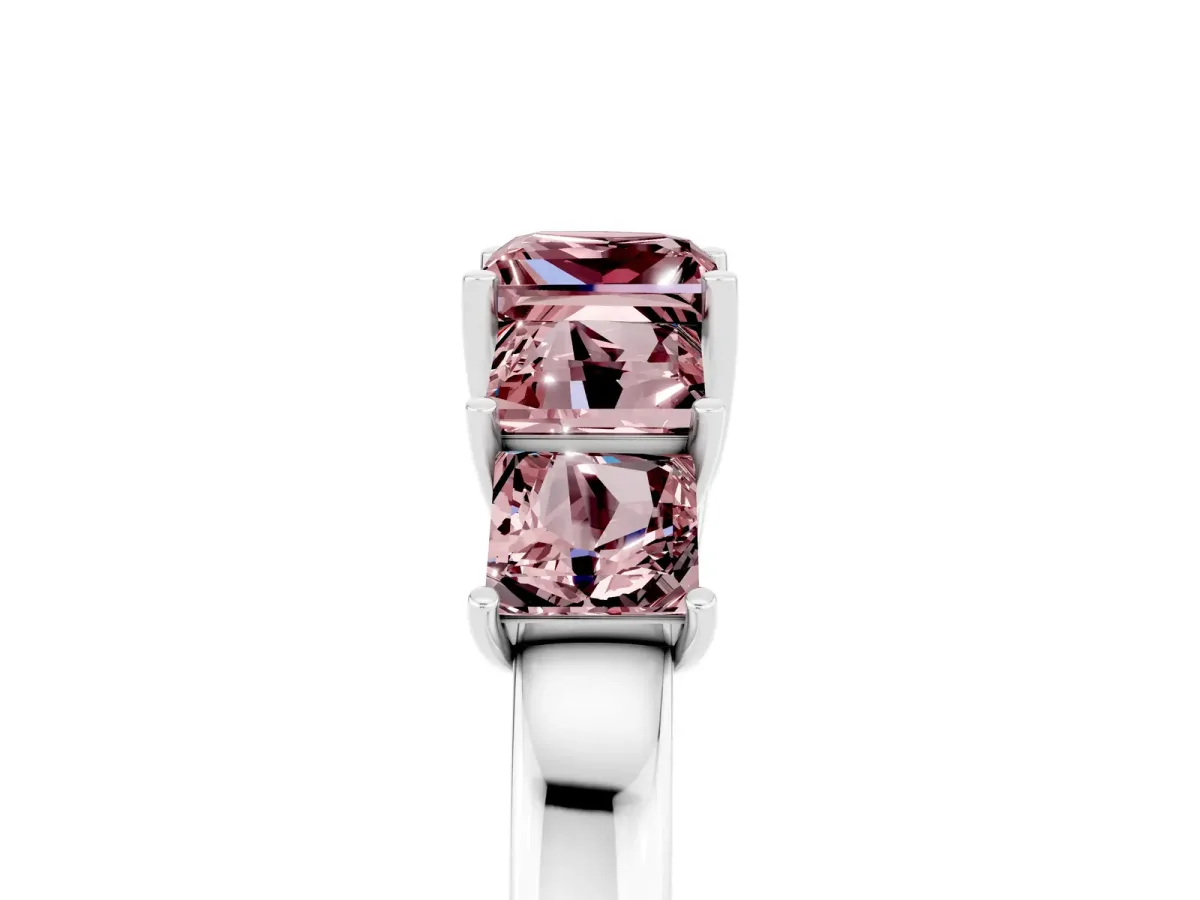Princess Cut Five-Stone Morganite Ring with Classic Prong Setting White gold