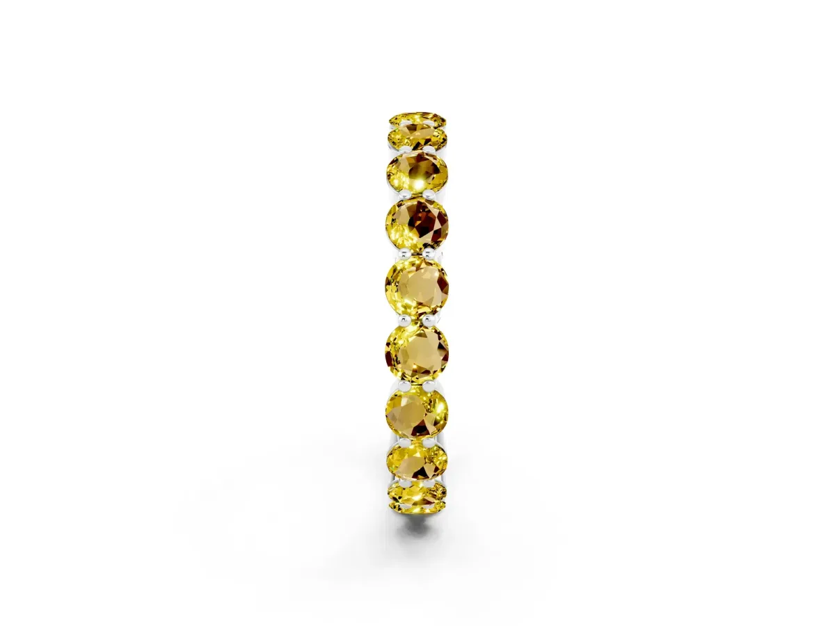Round Yellow Sapphire Eternity Band with U-Prong Setting Silver