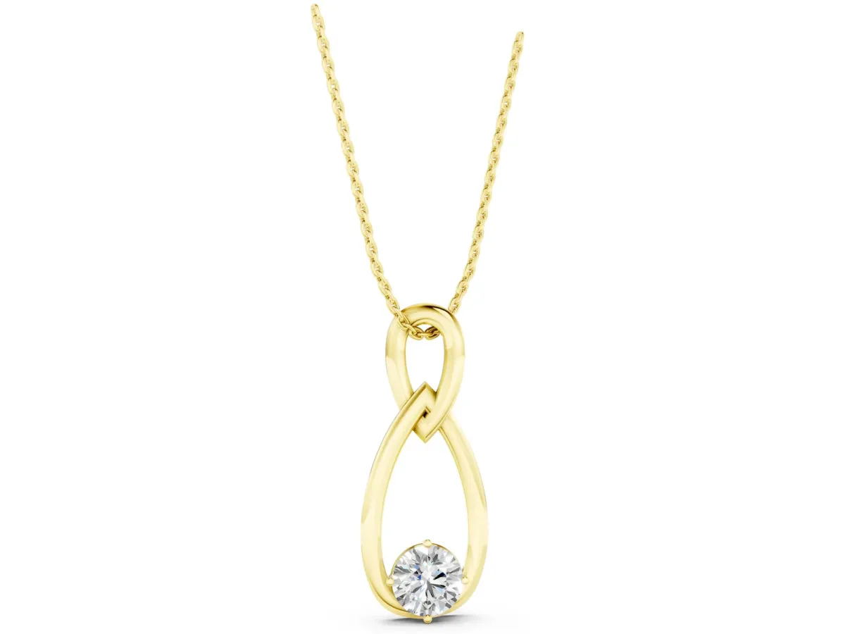 Round Solitaire Bezel Infinity Pendant Yellow gold