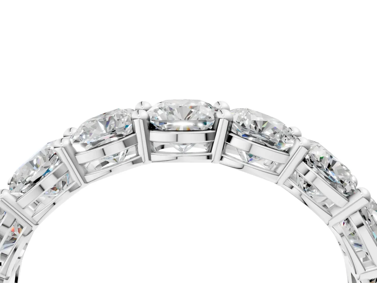 Cushion Cut Half Eternity Band with Shared Prong Setting Silver