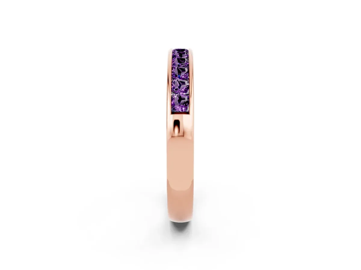 Channel Set Princess Cut Amethyst Eternity Band Rose gold