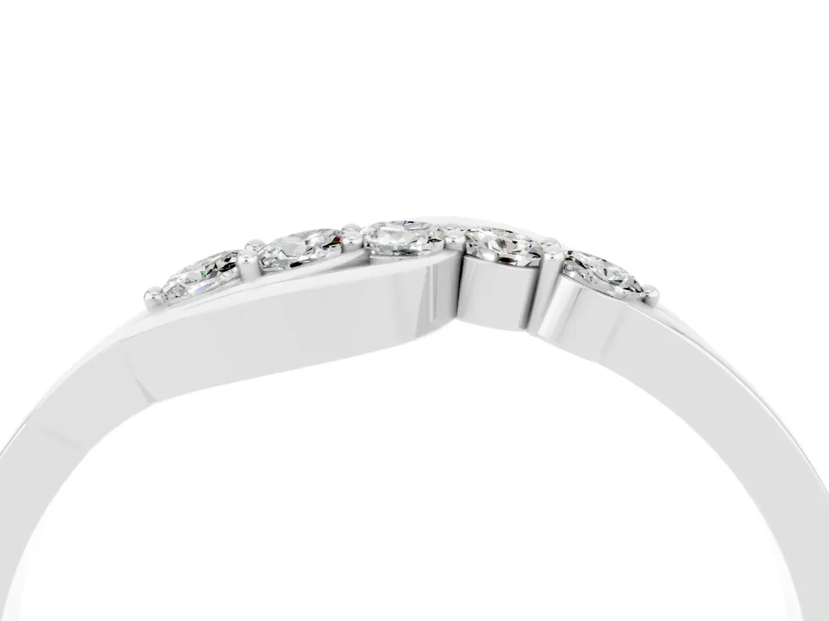 Five-Stone Round Moissanite Crossover Band with Prong Setting White gold