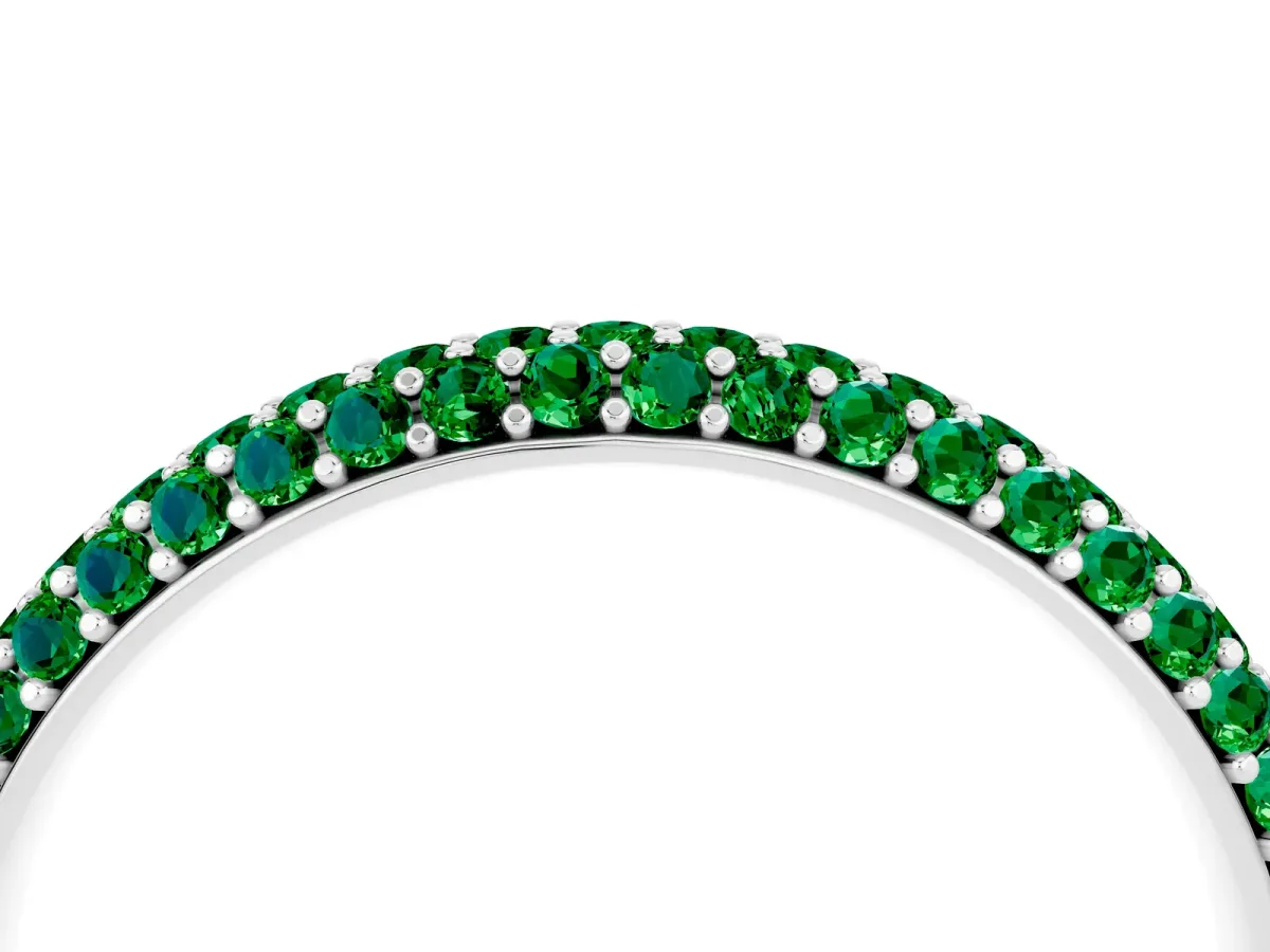 Round Emerald Pavé Eternity Band with Shared Prong Setting Platinum