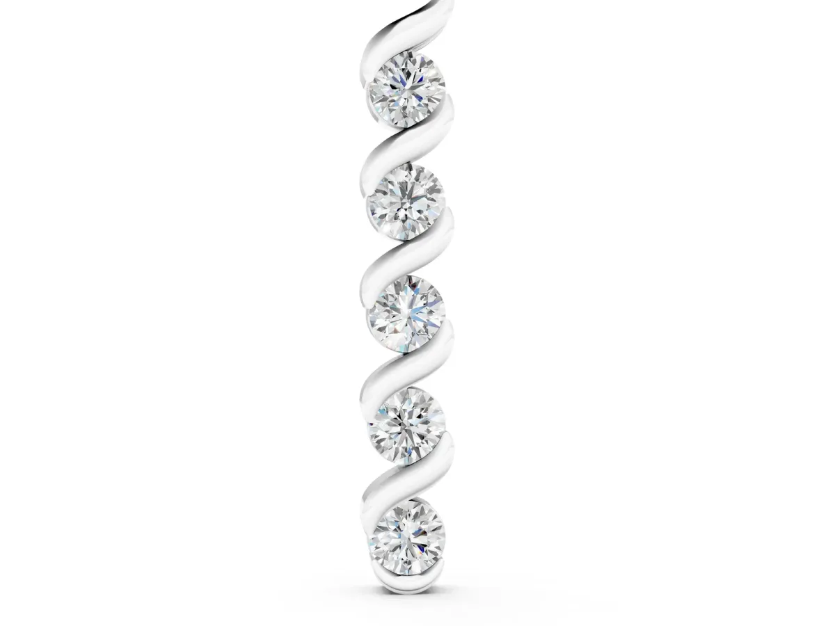 Round Diamond Spiral Prong Pendant White gold