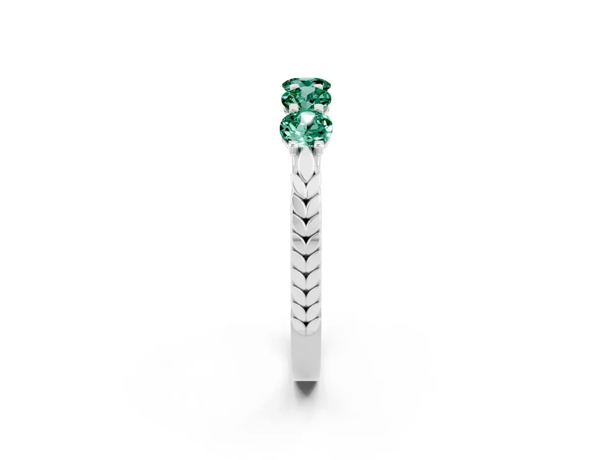 Five-Stone Round Green Sapphire Prong-Set Band Silver