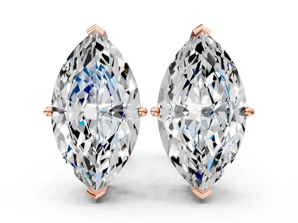 Marquise Cut Diamond Stud Earrings Rose gold