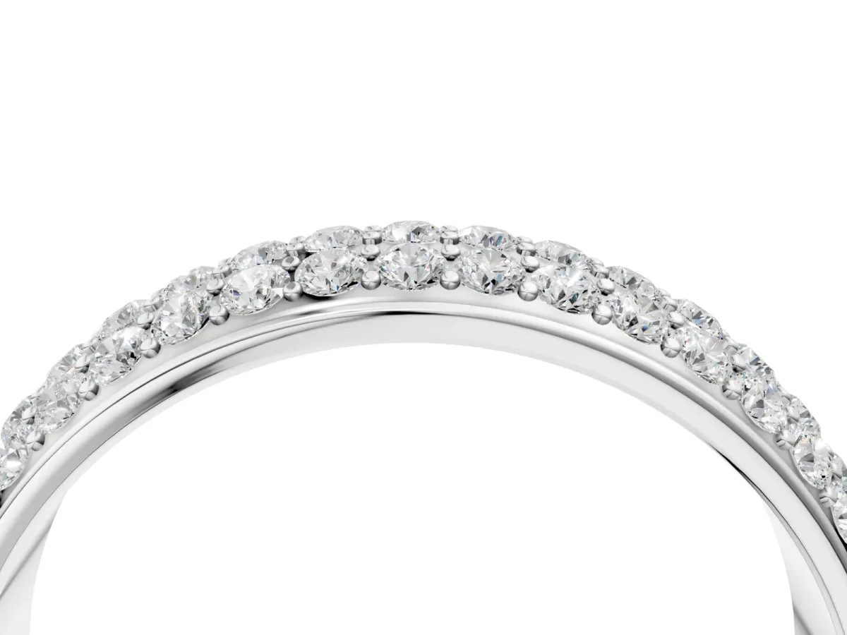 Three-Row Round Diamond Eternity Band with Shared Prong Setting Platinum