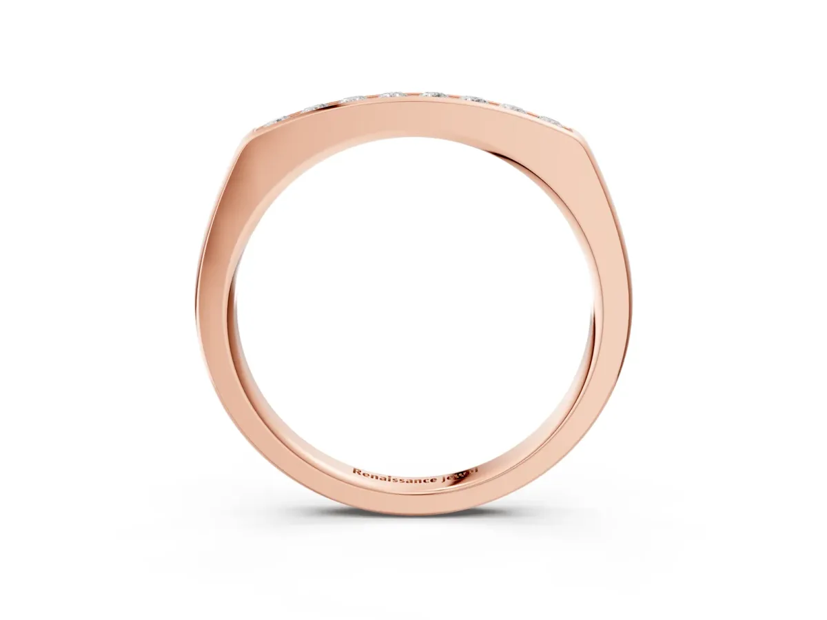 Channel Set Round Diamond Flat Band Rose gold