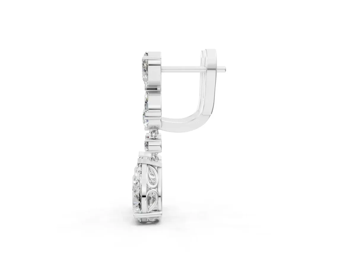 Pear, Marquise and Round Diamond Vancouver Drop Earrings Silver
