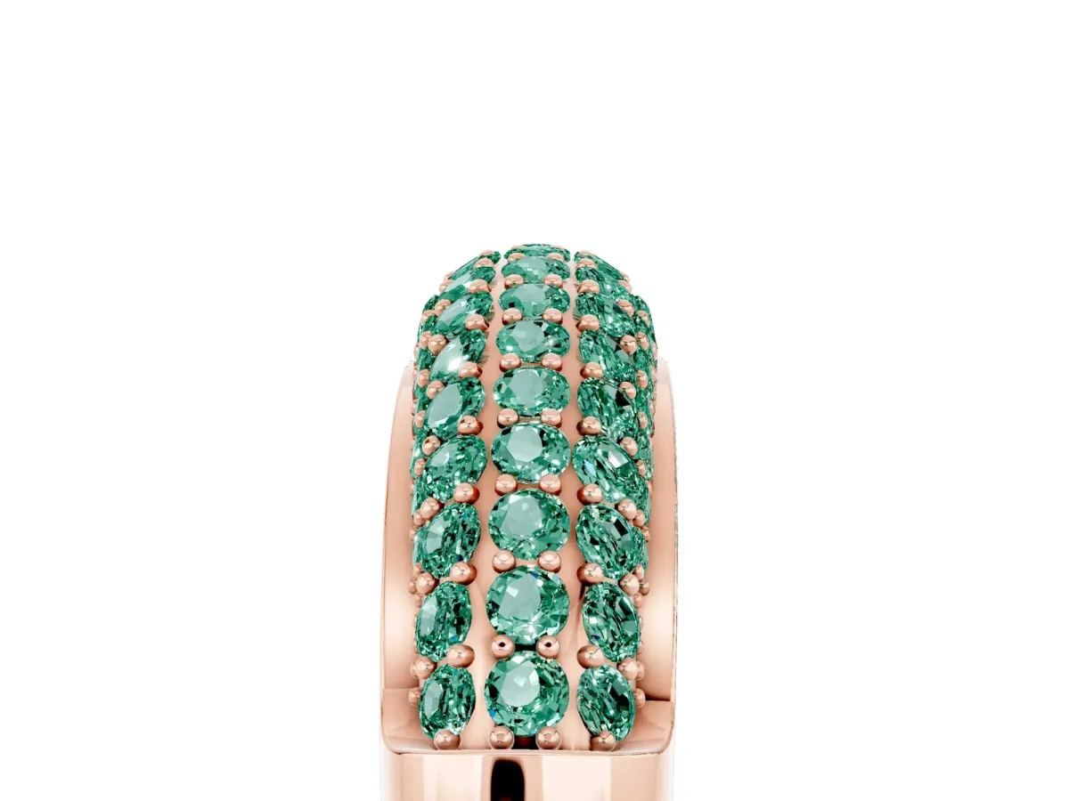 Three-Row Pavé Round Green Sapphire Dome Band Rose gold