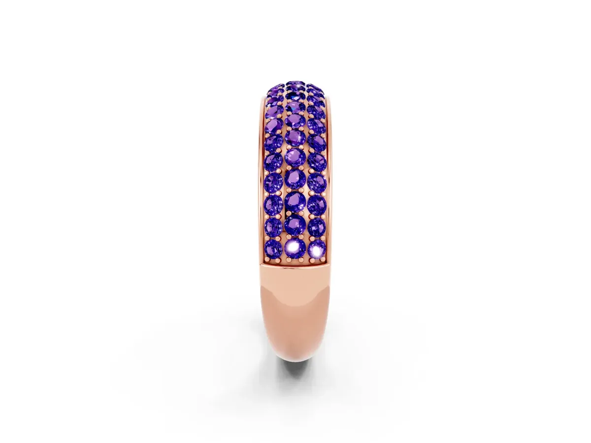 Three-Row Round Tanzanite Eternity Band with Shared Prong Setting Rose gold