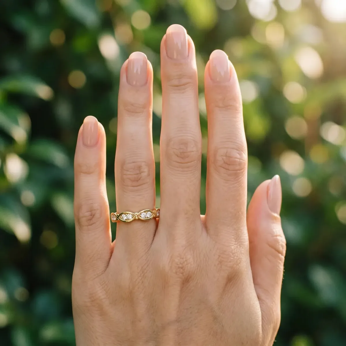 Marquise Diamond Bezel Set Eternity Band Yellow gold