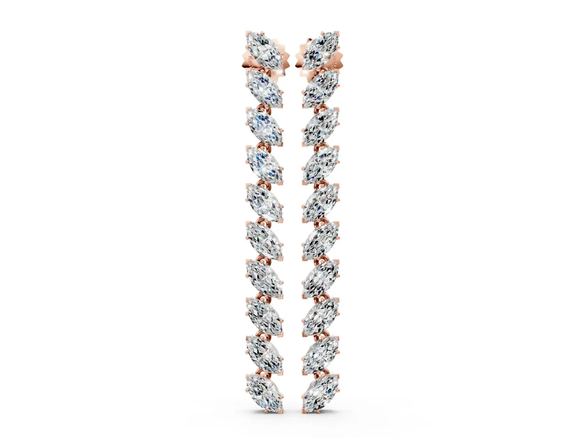 Marquise Diamond Linear Dangle Earrings Rose gold