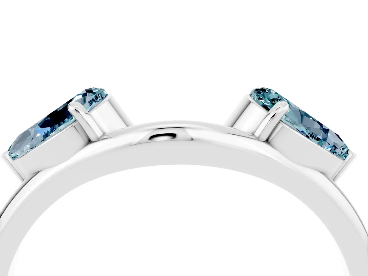 Two-Stone Pear Aquamarine Bypass Ring with Prong Setting White gold