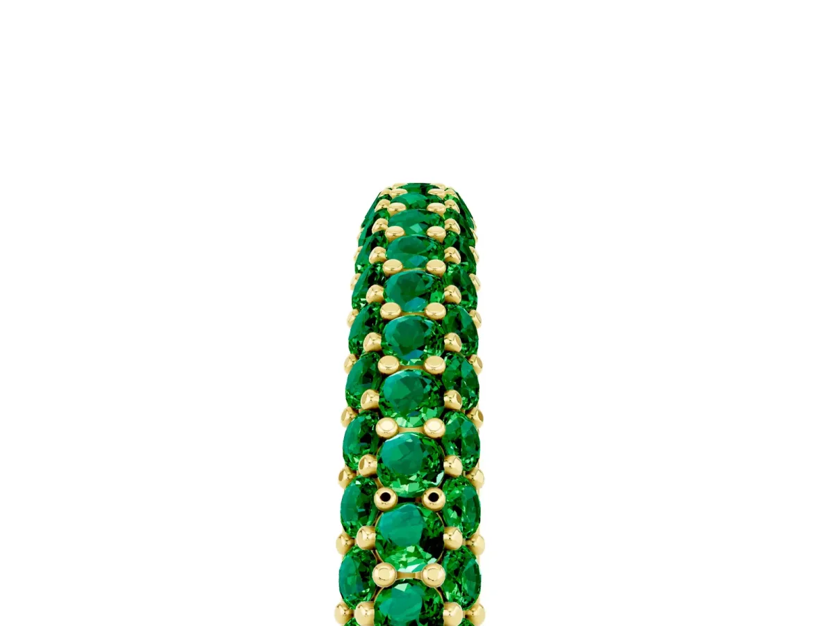 Round Emerald Pavé Eternity Band with Shared Prong Setting Yellow gold