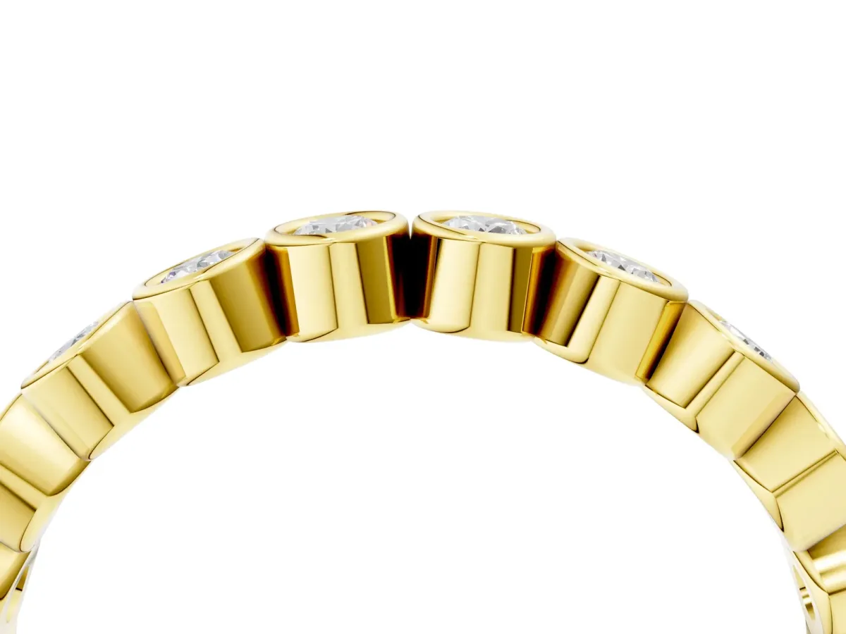 Bezel Set Round Diamond Eternity Band Yellow gold