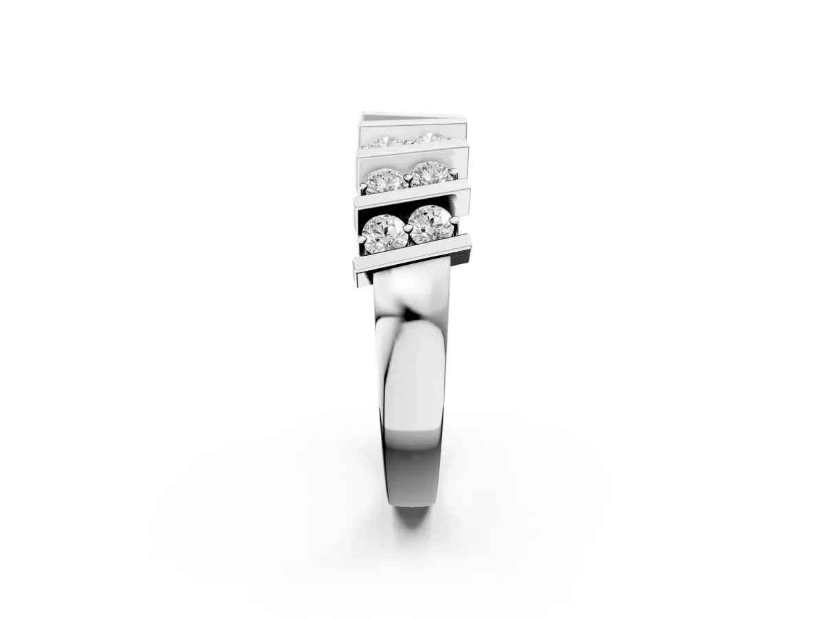Channel Set Round Diamond Anniversary Band with Vertical Prongs Silver