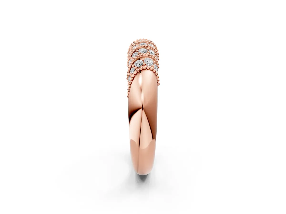 Channel Set Round Diamond Dome Band Rose gold