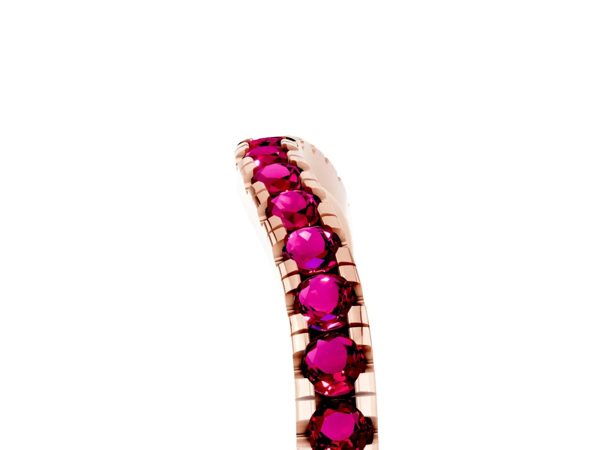 Garnet Pavé Curved Wedding Band Rose gold
