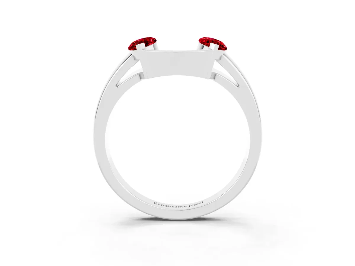 Marquise Ruby Open Band Ring with Tension Setting White gold