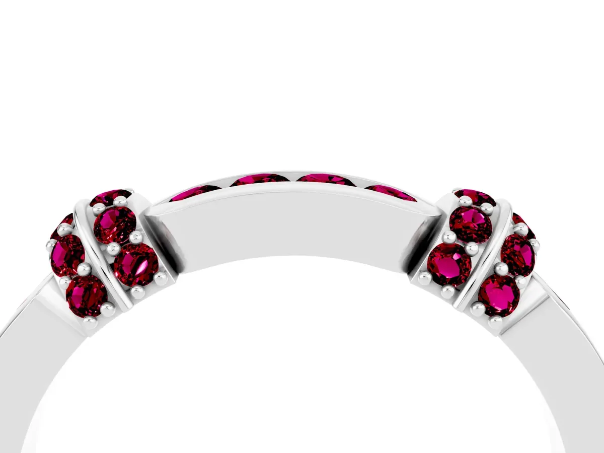 Pavé Round Garnet Link Band with Bezel Setting Platinum