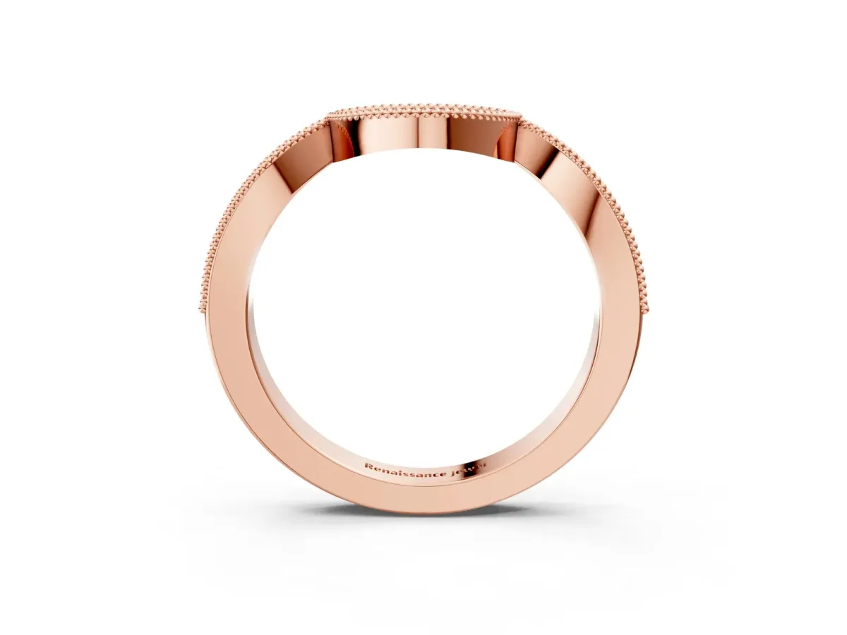 Pavé Round Diamond Contour Milgrain Band Rose gold
