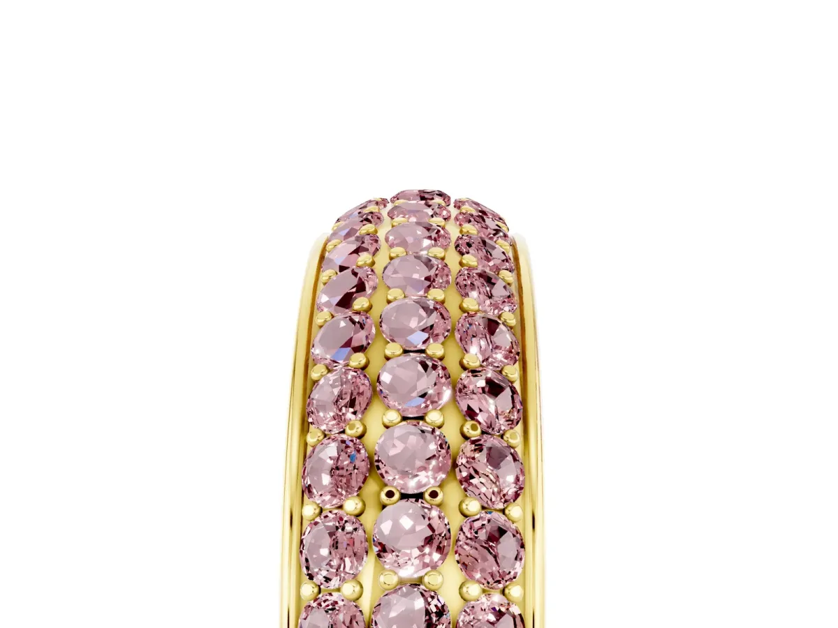 Three-Row Round Morganite Eternity Band with Shared Prong Setting Yellow gold