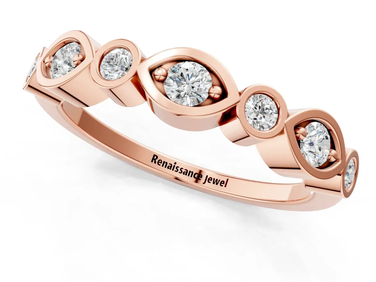 Bezel Set Mixed Shape Diamond Eternity Band Rose gold