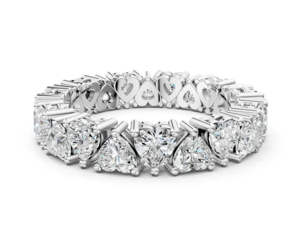 Heart Cut Eternity Band with Shared Prong Setting Platinum