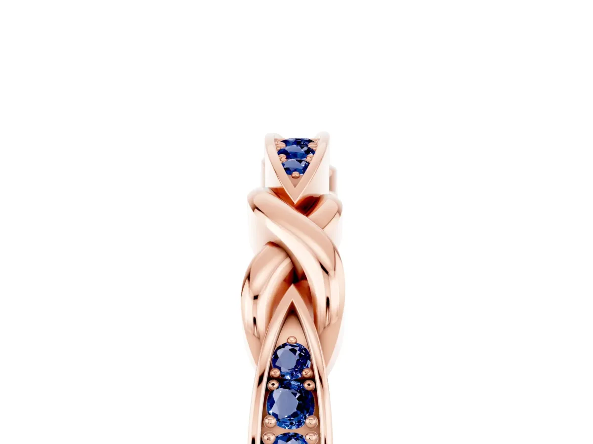 Twisted Marquise Blue Sapphire Pavé Band with Shared Prong Setting Rose gold