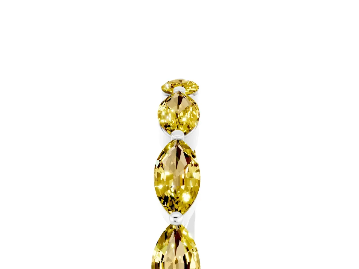 Marquise Yellow Sapphire Half Eternity Band with Prong Setting Silver