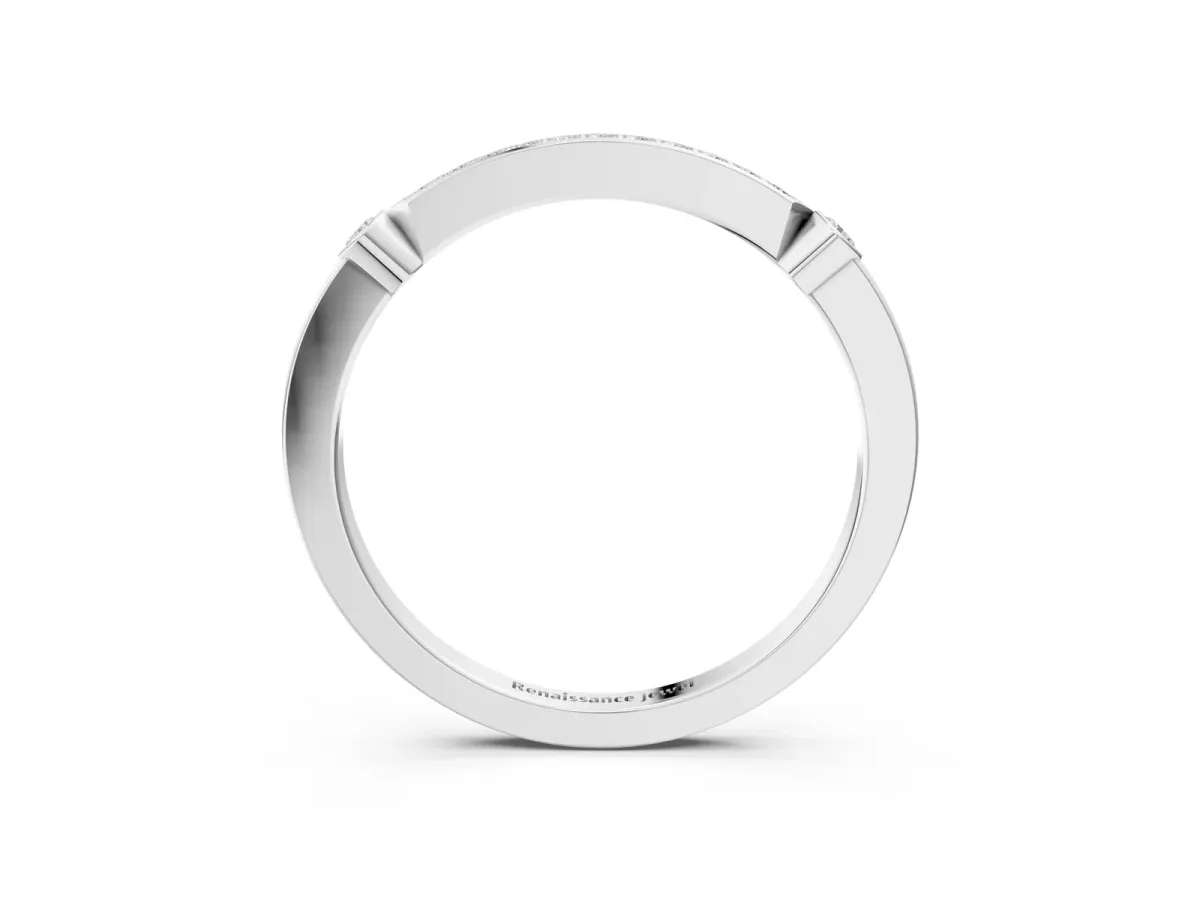 Pavé Round Diamond Bar Station Ring with Channel Setting Silver