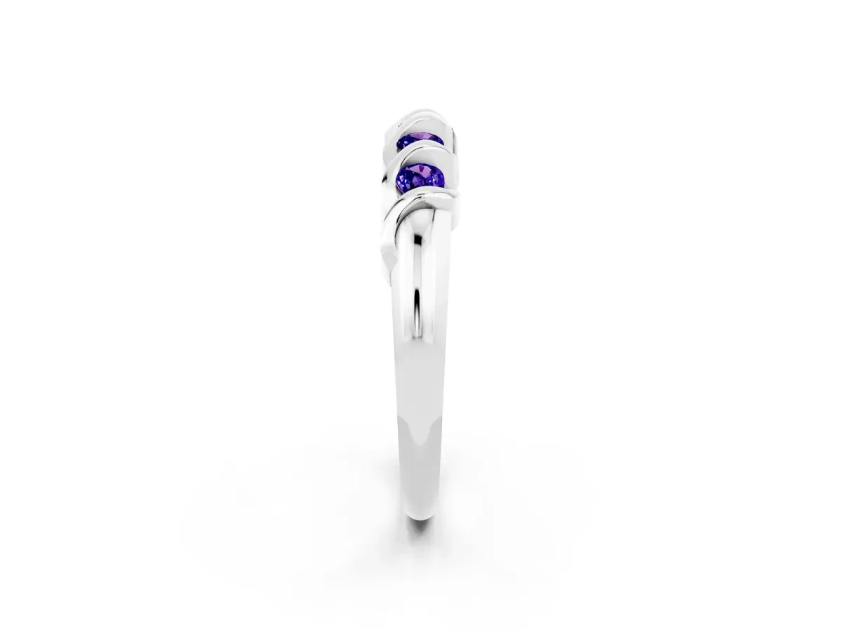 Round Tanzanite Eternity Band with Twist Prong Setting Silver