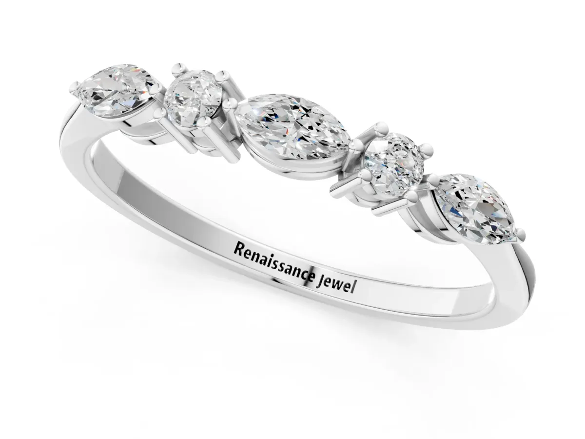Prong Set Round Diamond Half-Eternity Band Platinum