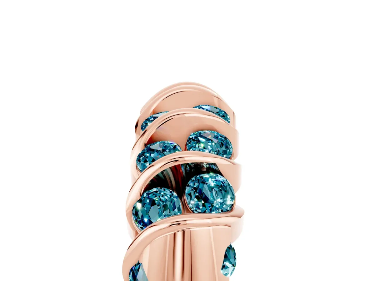 Channel Set Round Blue Topaz Multi-Row Band Rose gold