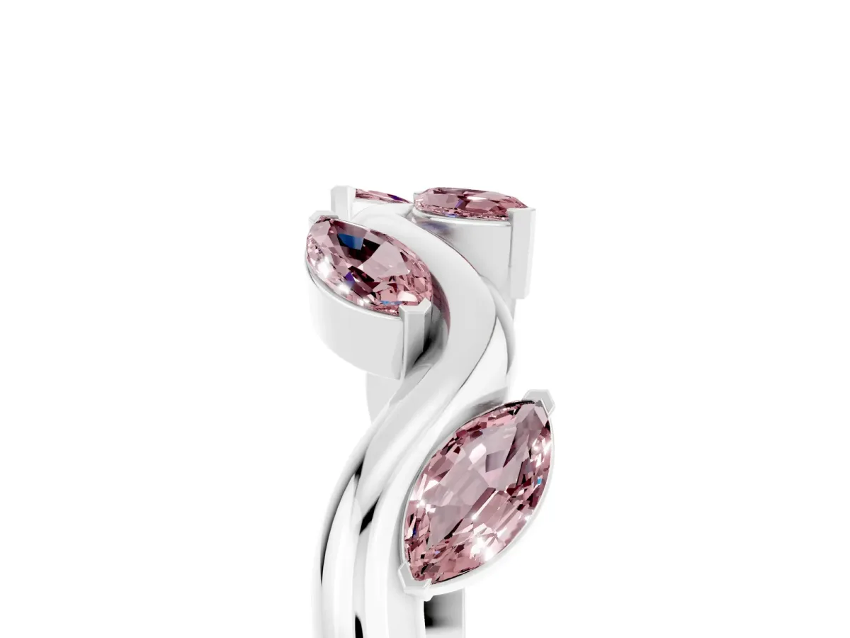 Marquise Morganite Twisted Band with Prong Setting Silver