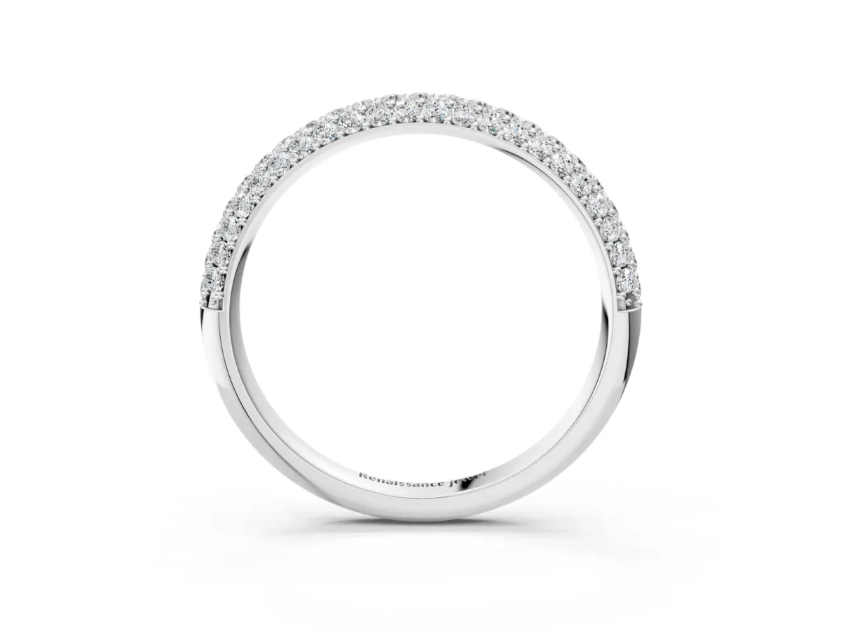 Round Diamond Pave Set White Gold Eternity Band Silver