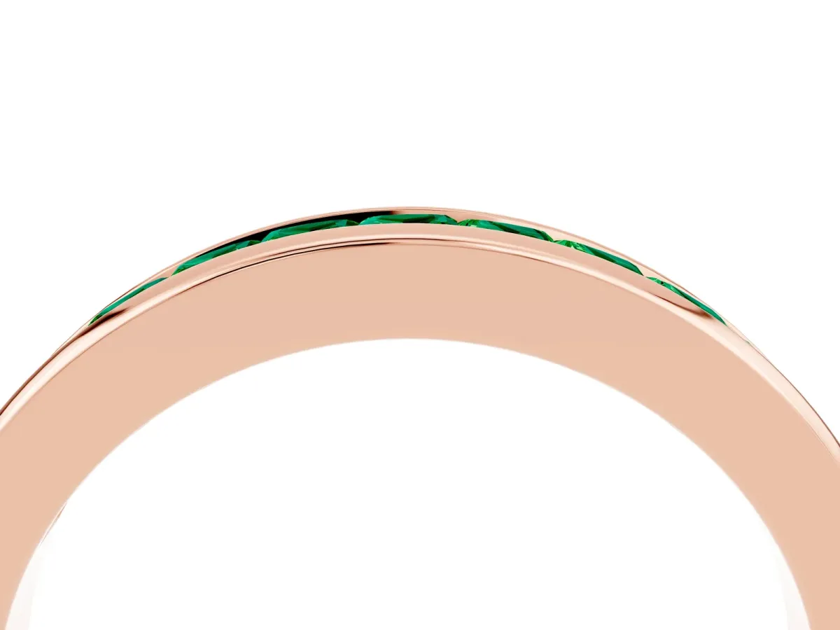 Channel Set Princess Cut Emerald Eternity Band Rose gold