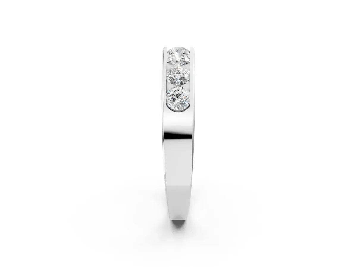 Channel Set Round Diamond Comfort Fit Band Platinum