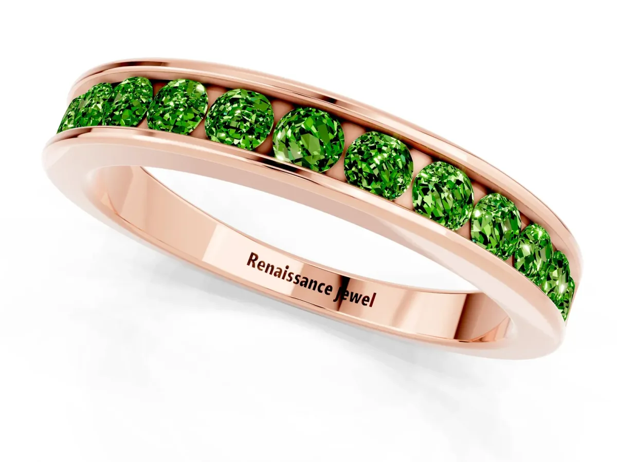 Channel Set Round Peridot Eternity Band Rose gold