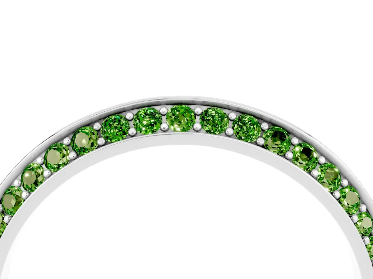 Double Row Pavé Round Peridot Eternity Band with Channel Setting Platinum