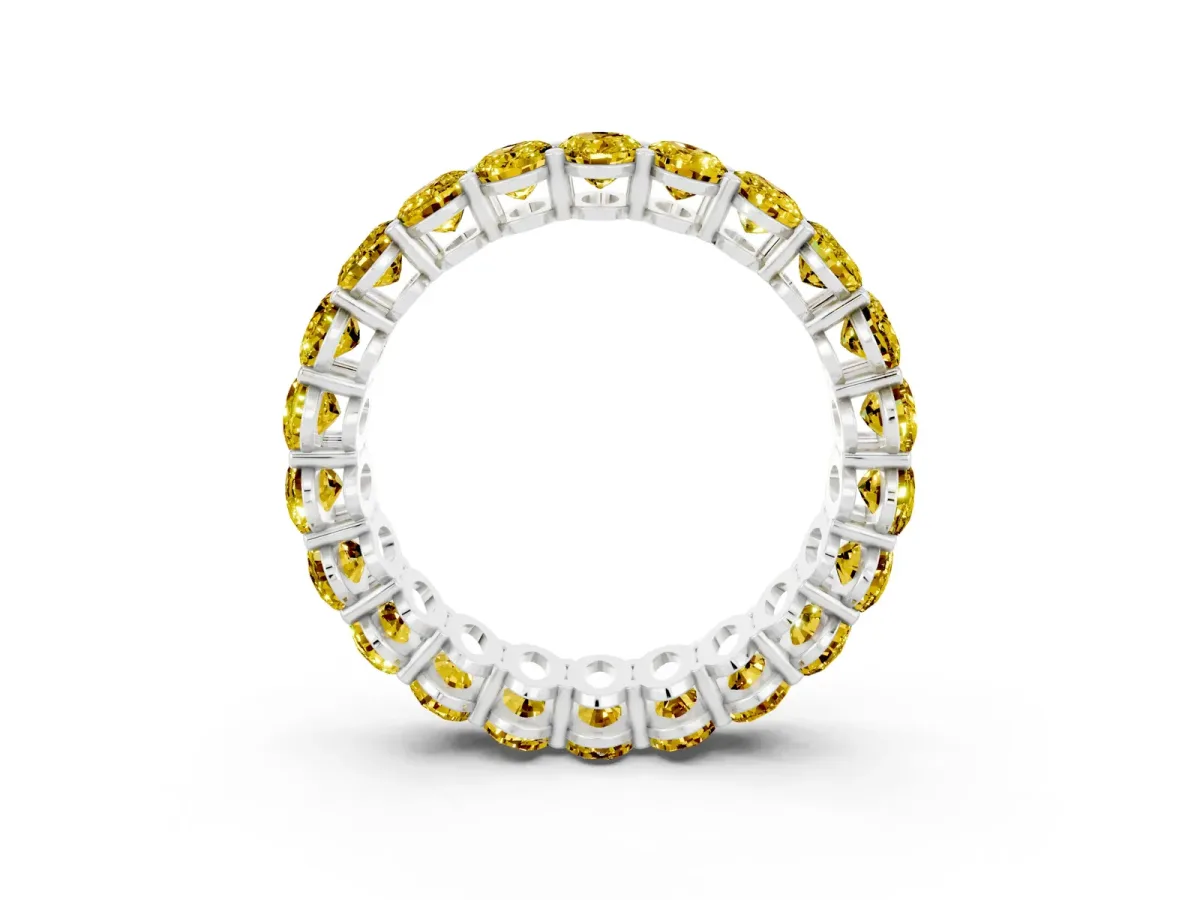 Oval Cut Yellow Sapphire Eternity Band with Shared Prong Setting White gold