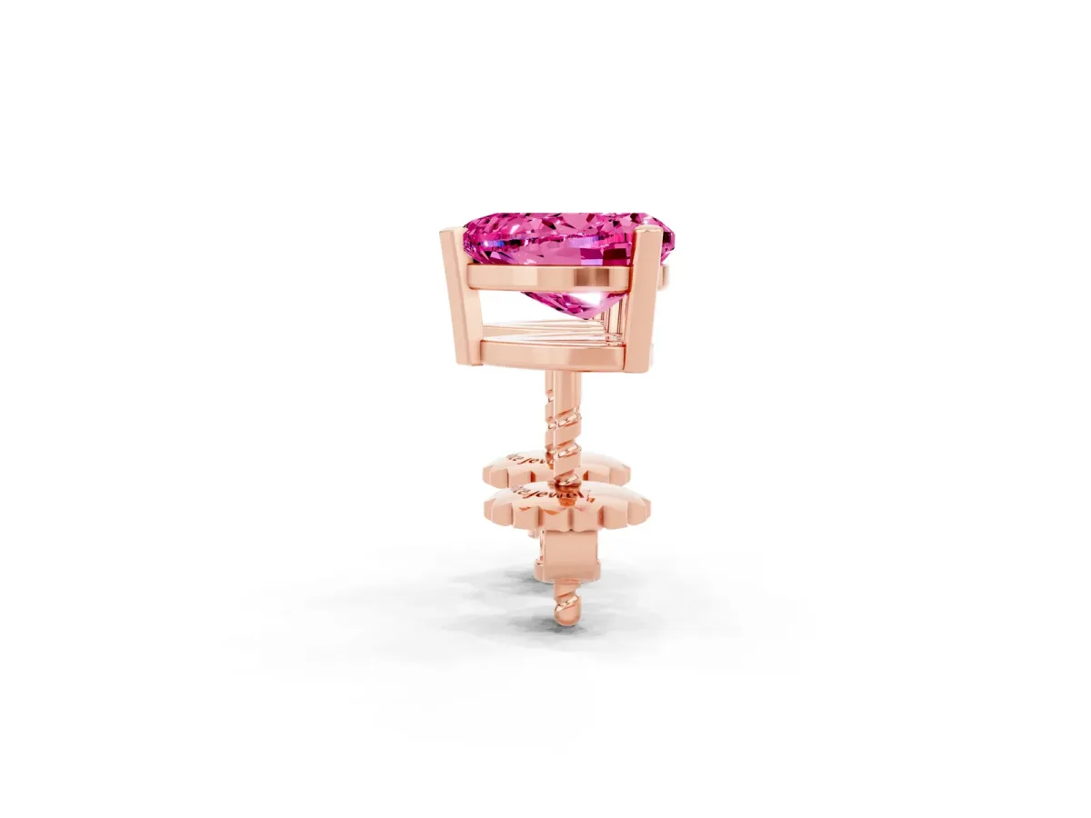 Heart Cut Pink Sapphire Stud Earrings Rose gold