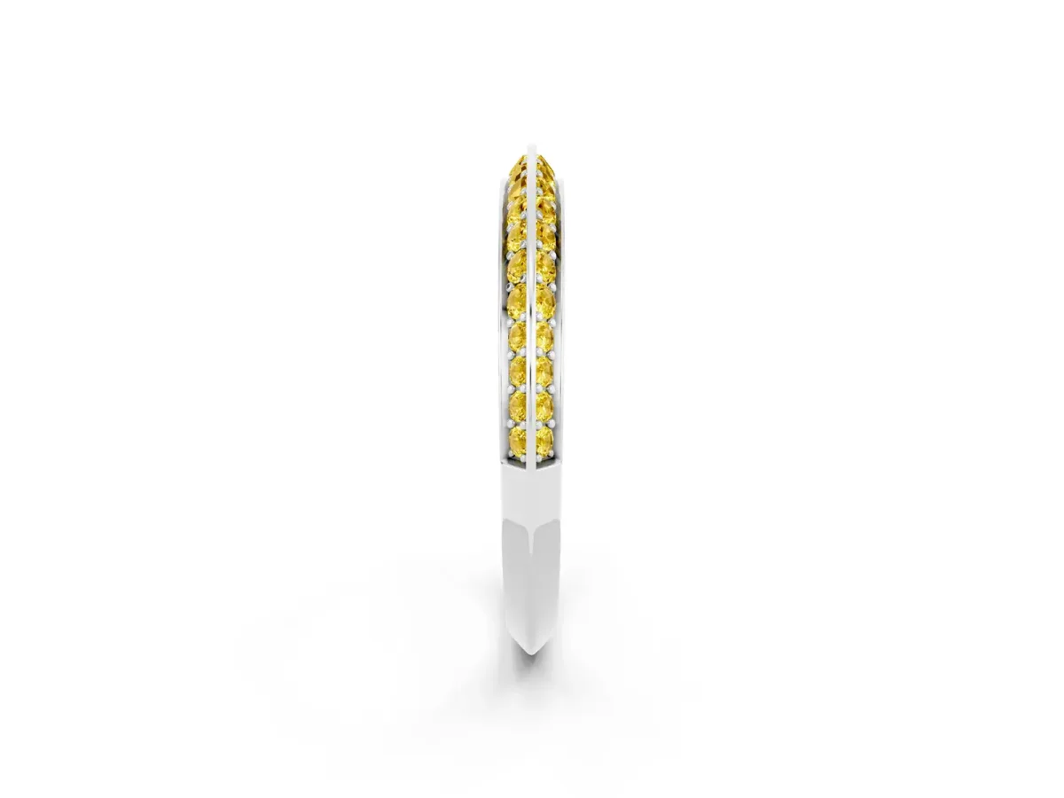 Double Row Pavé Round Yellow Sapphire Eternity Band with Channel Setting Platinum