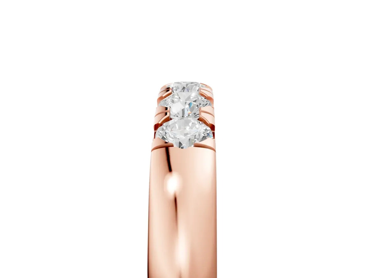 Round Diamond Channel Set Half Eternity Band Rose gold