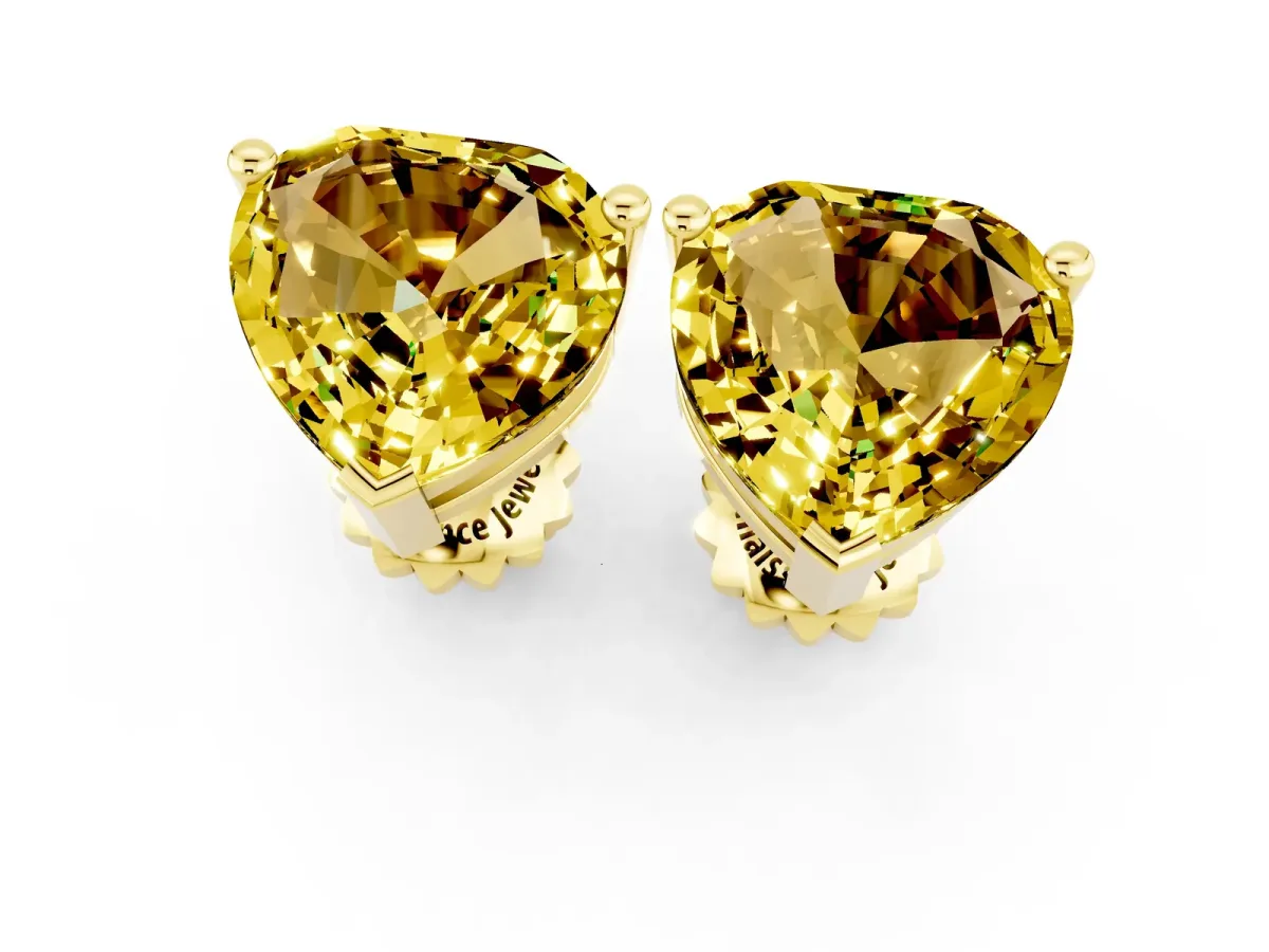 Heart Cut Yellow Sapphire Stud Earrings Yellow gold