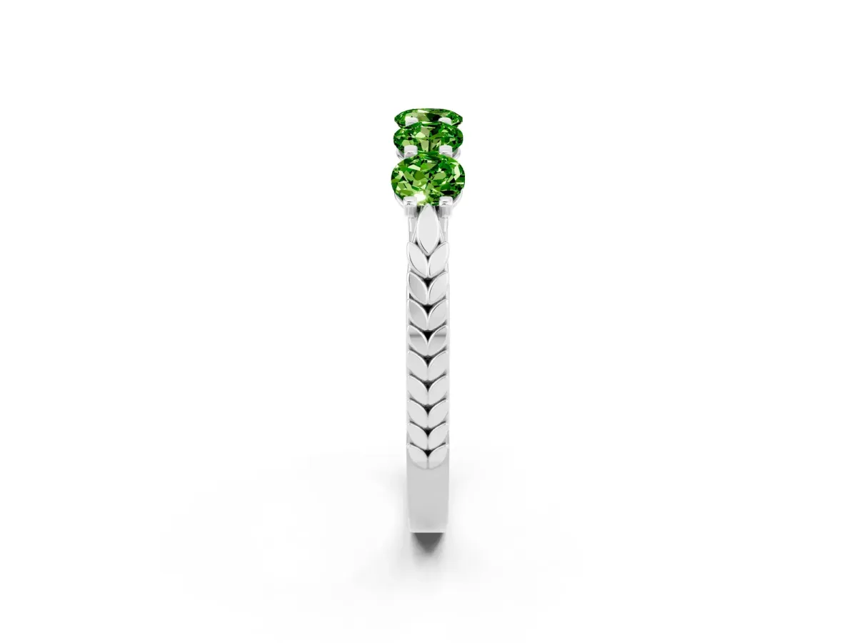 Five-Stone Round Peridot Prong-Set Band Platinum